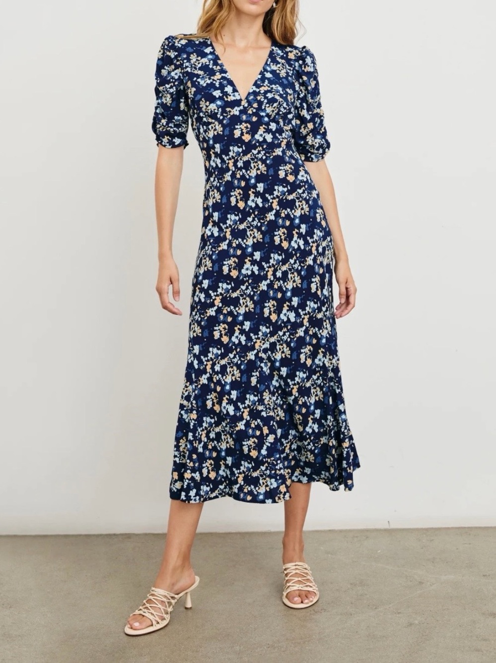 Rails Zariah Navy Floral V-Neck Midi Dress